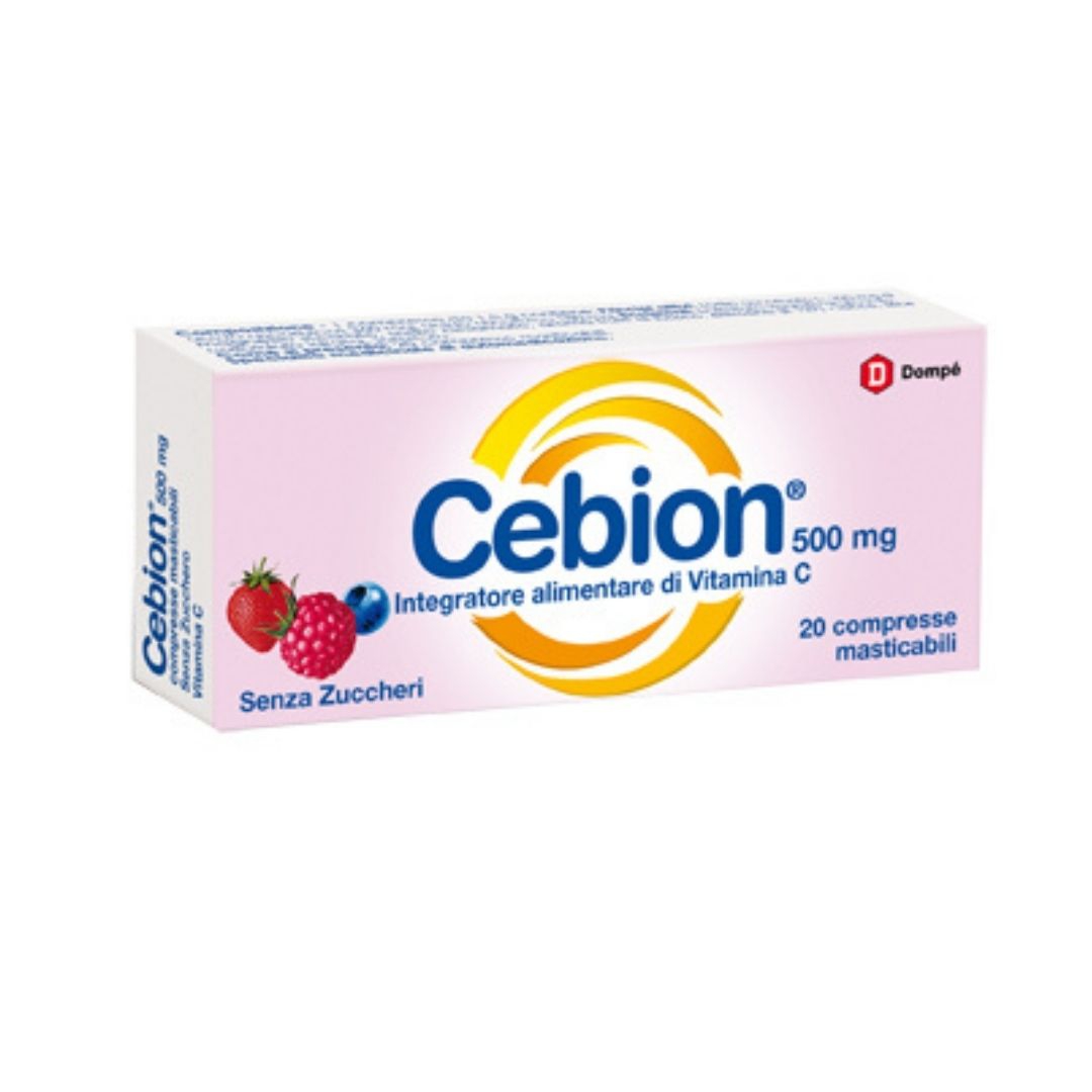 Cebion Integratore Vitamina C 500 mg Senza Zucchero 20 Compresse Masticabili