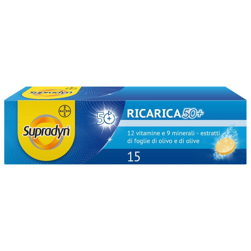 Supradyn Ricarica 50  Integratore Vitamine e Minerali con Antiossidanti 15 Compresse Effervescenti