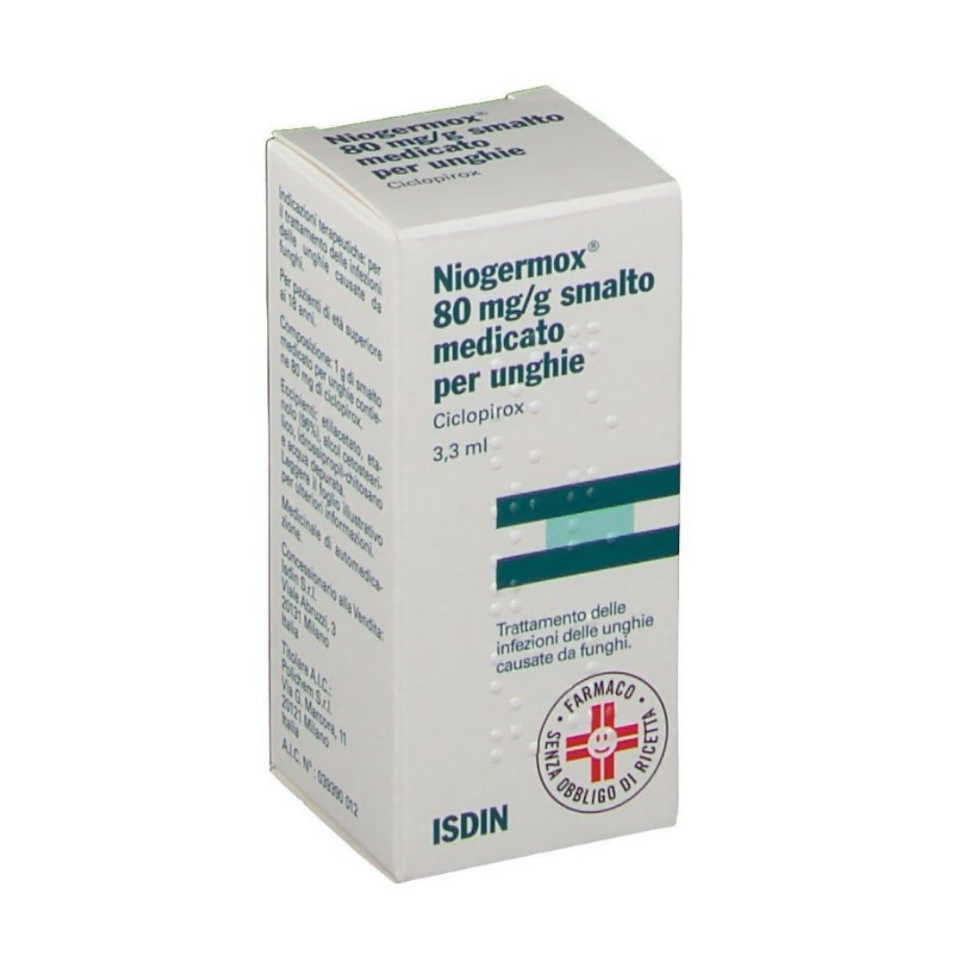 Niogermox 80 Mg G Smalto Medicato Per Unghie Flacone In Vetro Da 3 3Ml Con Tappo A Vite Pp   Pennellino Applicatore