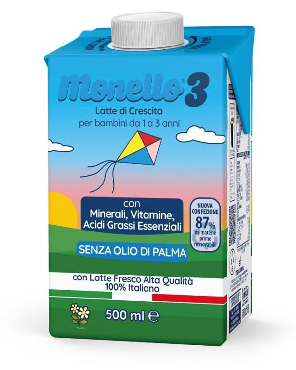 Monello 3 Latte Liquido per Bambini 1-3 Anni Nutriente 500 ml