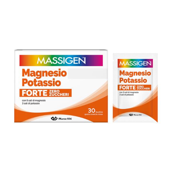Massigen Magnesio e Potassio Forte Integratore Zero Zuccheri 24 6Bustine Arancia