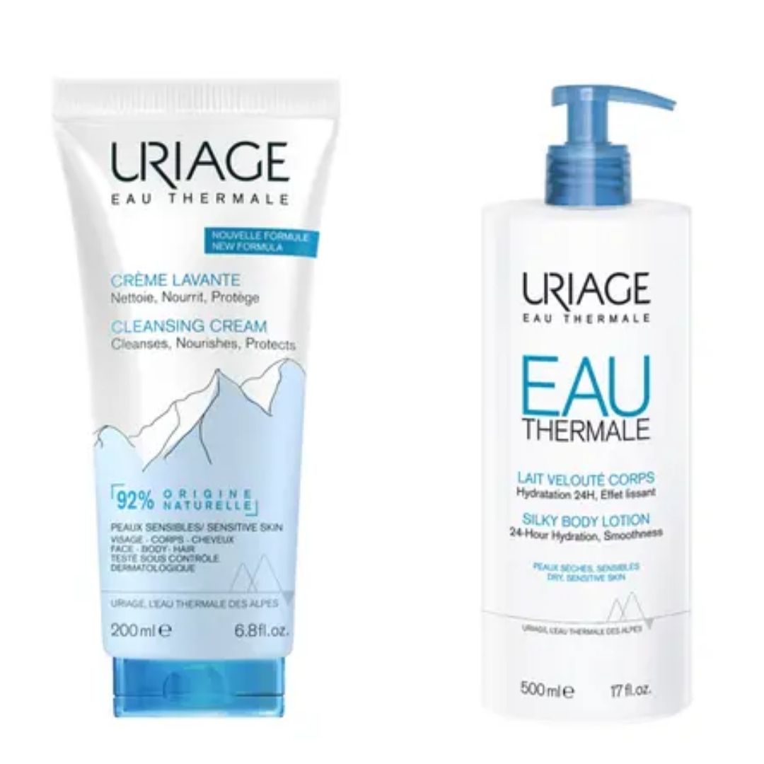 Uriage Set Silky Body Latte Corpo Idratante  500 ml + Detergente Corpo 200 ml