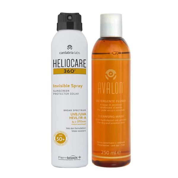 Heliocare Invisible Spray spf50+ 200 ml + Avalon Detergente Fluido 250 ml