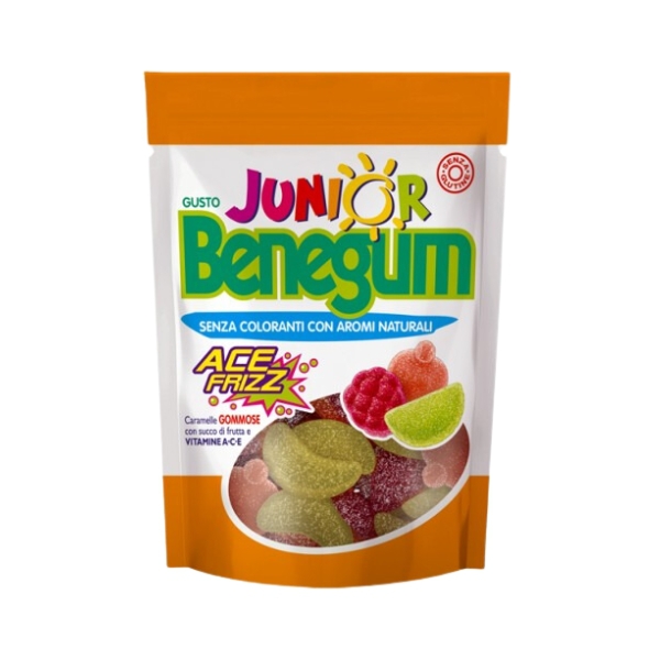 Benegum Junior Ace Frizz Caramelle Gommose Con Succo di Frutta e Vitamine A-C-E 90g