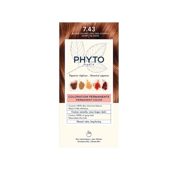 Phyto PhytoColor Kit Colorazione Permanente Senza Ammoniaca 7.43 Biondo Ramato Dorato