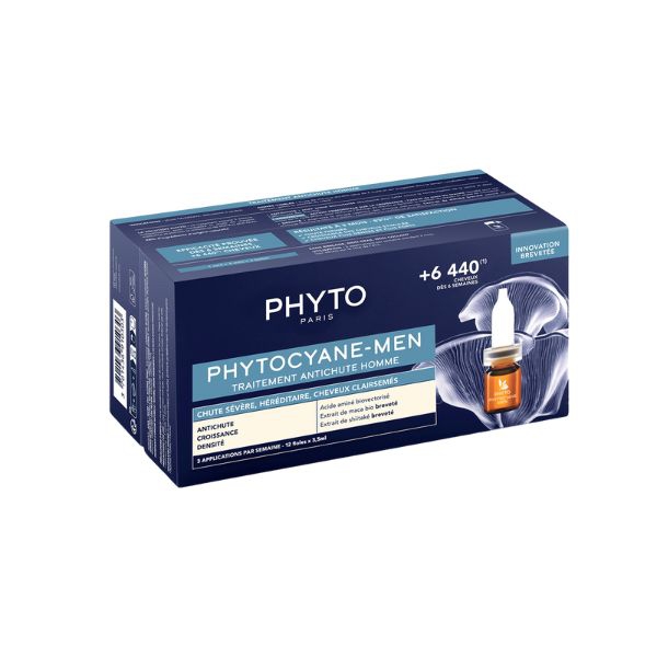 Phyto Phytocyane Trattamento Uomo Anticaduta Severa per Capelli Diradati 12 Fiale da 3,5 ml