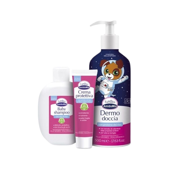 Euphidra Cofanetto Spazio Doccia 1 Dermo Doccia 500 ml 1 Baby Shampoo 200 ml 1 Crema Protettiva 50