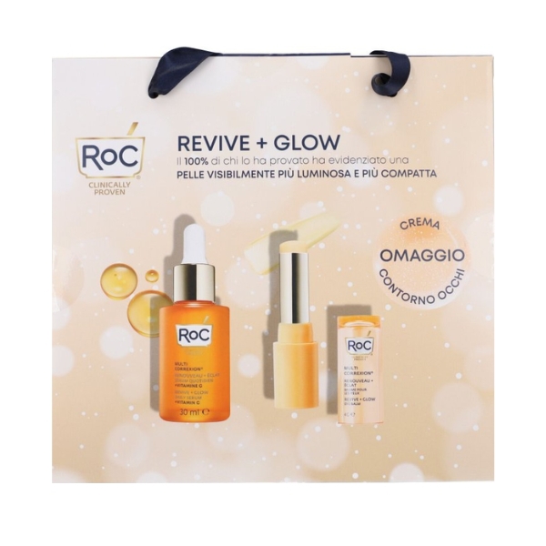 Roc Cofanetto Revive   Glow Siero Viso 30 ml   Balsamo Occhi Illuminante 4 g