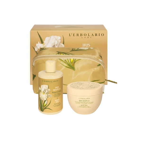 Lerbolario Iris Bianco Beauty Case Gemma + 1 Bagno Crema 300ml + 1 Crema Profumata Corpo 300ml