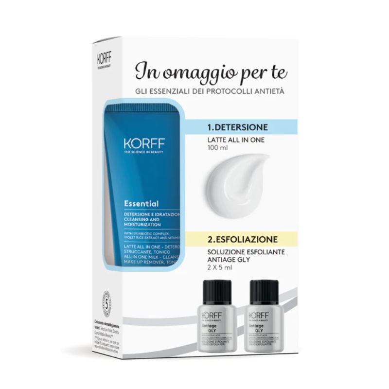 Korff Kit Detersione   Esfoliazione Latte 100ml   2 Soluzioni Esfolianti Antiage