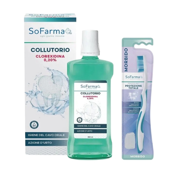 Sofarmapiu  Spazzolino Total Protection Setole Morbide   Collutorio Clorexidina 0 20% 300ml