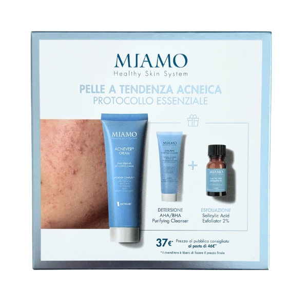 Miamo Kit Acnever Cream - Protocollo Anti Imperfezioni per Pelle a Tendenza Acneica