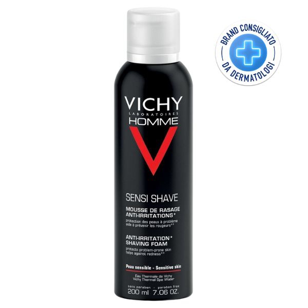 Vichy Homme Sensi Shave Mousse Schiuma da Barba Anti Irritazioni Uomo 200 ml