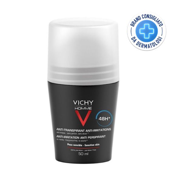 Vichy Homme Deodorante 48h Roll on Pelle Sensibile Effetto Lenitivo Uomo 50 ml