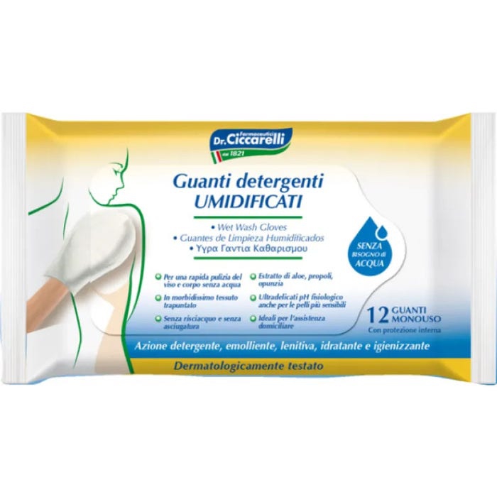 Dr. Ciccarelli Guanti Detergenti Umidificati 12 Guanti Monouso