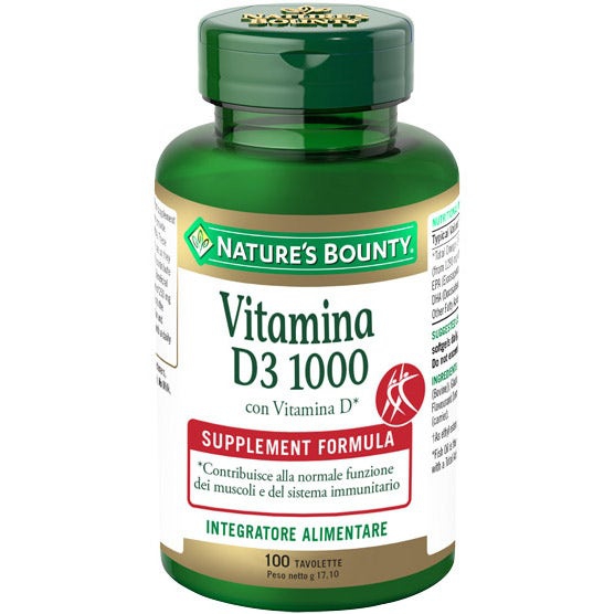 Nature's Bounty Vitamina D3-1000 Integratore Ossa e Denti 100 Tavolette