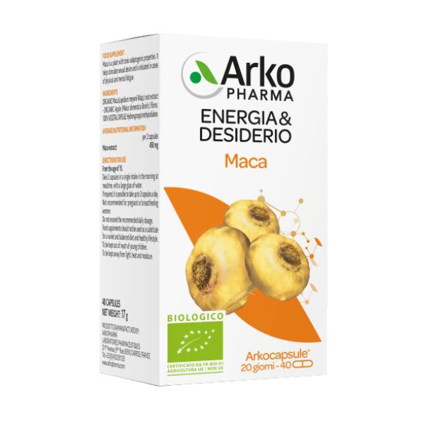 Arkocapsule Maca Bio Integratore Tonico Adattogeno 40 Capsule