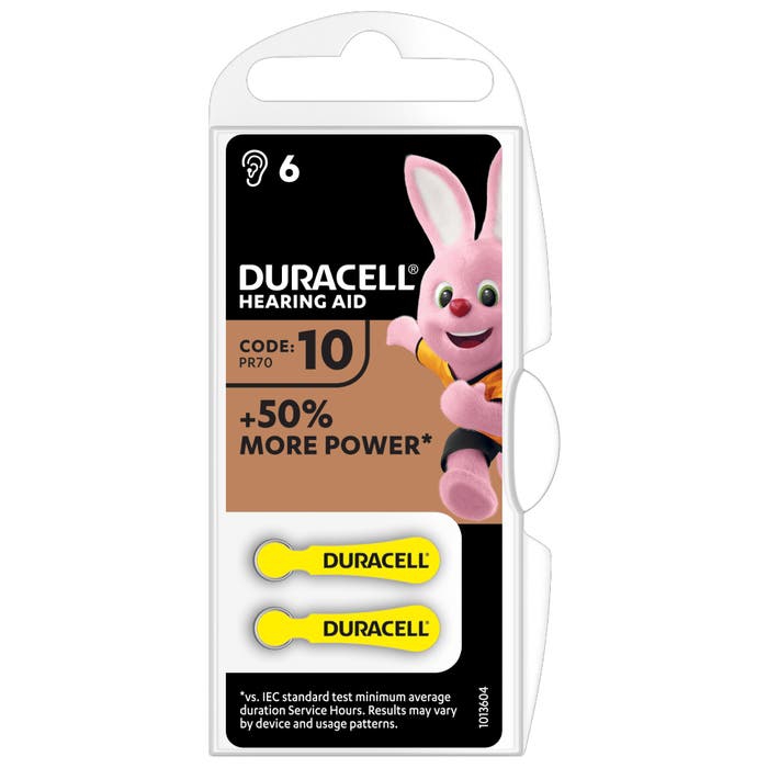 Duracell EasyTab 10 Giallo Batterie Apparecchio Acustico 6 Batterie