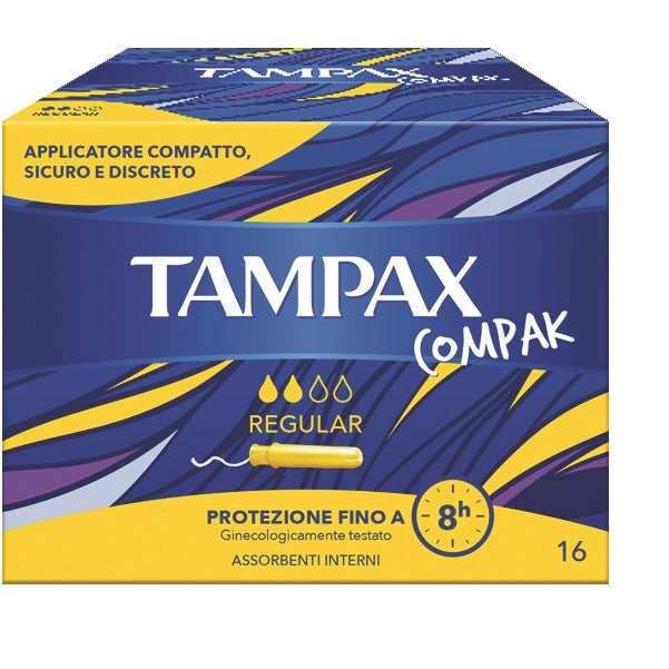 Tampax Compak Regular Assorbenti Interni Flusso Leggero Medio 16 Pezzi