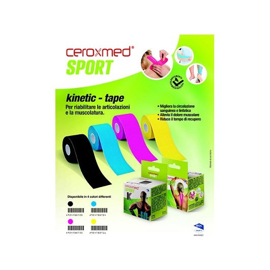 Ceroxmed Sport Kinetic Tape Blu Bendaggio Adesivo Elastico