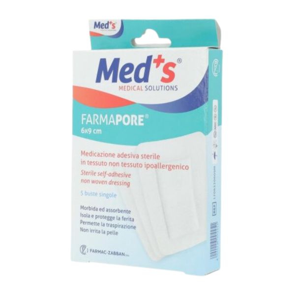 Med s Farmapore Medicazione Autoadesiva Sterile con Cerotto 6x9 cm 5 Pezzi