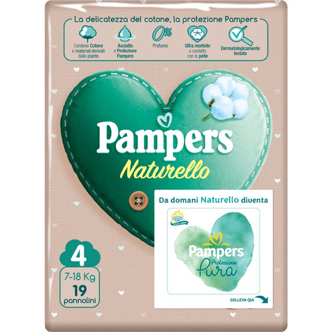 Pampers Naturello Bambini Taglia 4 7-18kg 19 Pannolini