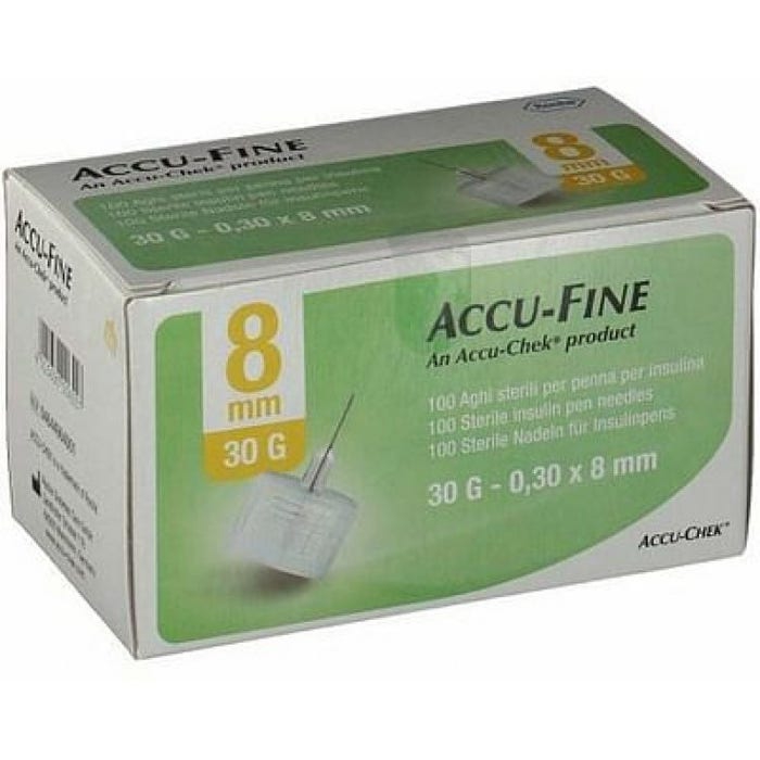 Accu-Fine Aghi Penna Per Insulina 8mm 30G 100 Pezzi