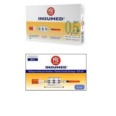 Pic Siringa Per Insulina 0 5ml 29g 12 7mm 30 Pezzi