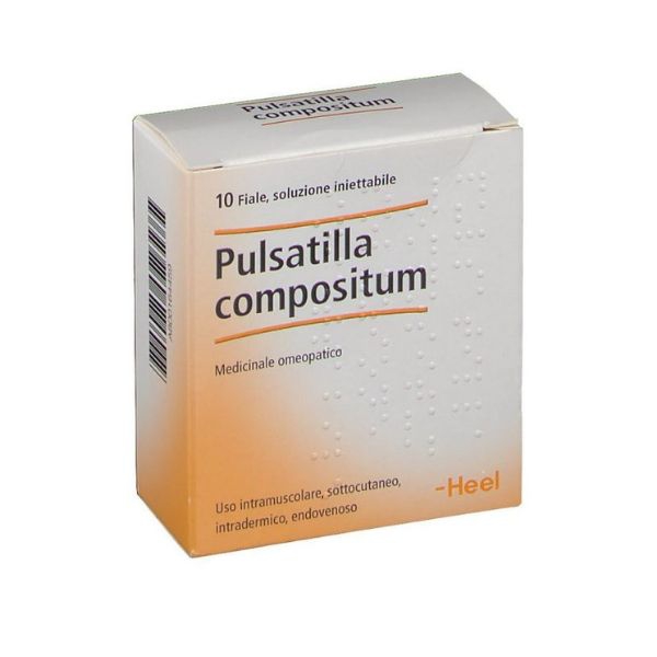  Integratore Pulsatilla Compositum Heel, confezione da 10 fiale, supporta il benessere generale con rimedi omeopatici.