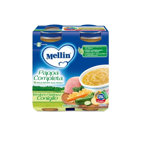 Mellin Pappa Completa Verdure Pastina Coniglio 2 x 250g