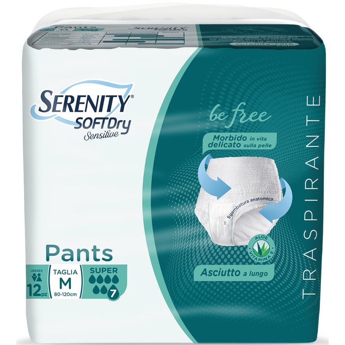 Serenity Soft Dry Sensitive Pants Super Taglia M 12 Pezzi