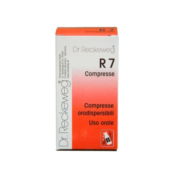 Integratore omeopatico Reckeweg R7  utile per migliorare la digestione e favorire il benessere gastrointestinale. Confezione da 100 compresse.