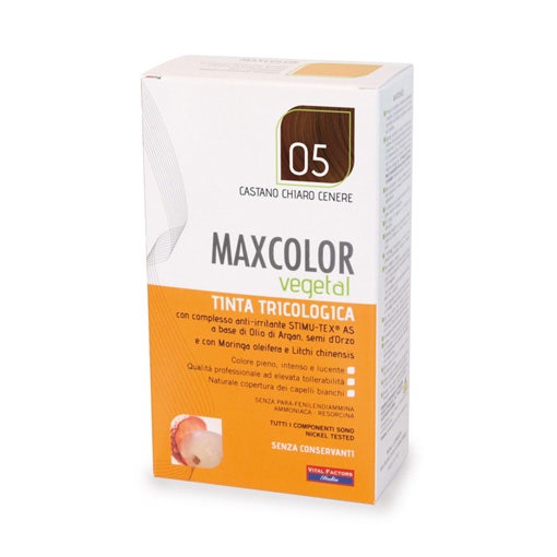 Max Color Vegetal Tinta Per Capelli Tricologica n05 Castano Chiaro Cenere 140 m