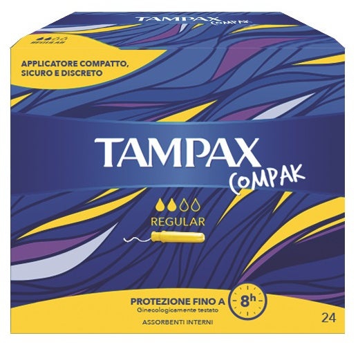 Tampax Compak Regular Assorbenti Interni Flusso Leggero Medio 24 Pezzi