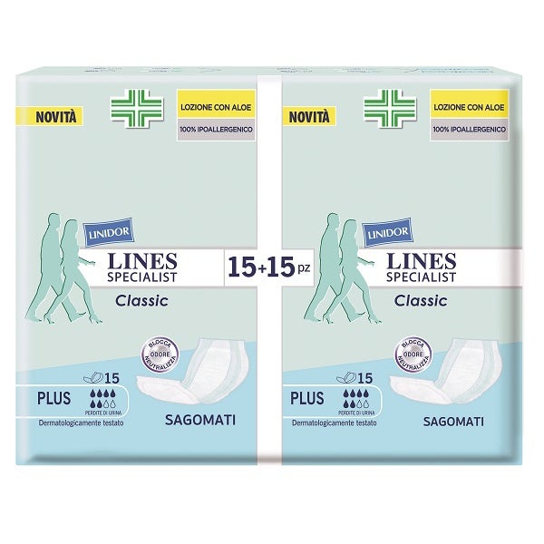 Lines Specialist Classic Sagomati Plus Pannolone Incontinenza 15+15 Pezzi