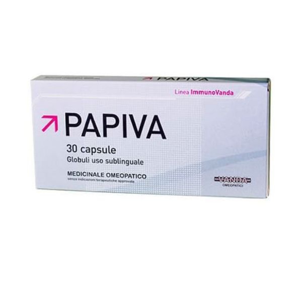 Integratore Papiva  formulato per rafforzare le difese immunitarie  a base di Immunovanda  confezione da 30 capsule.