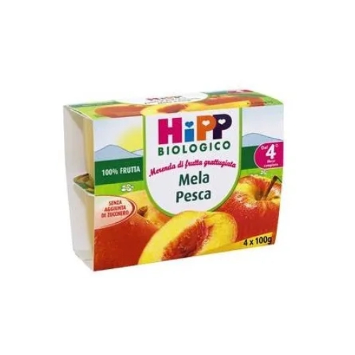 Hipp Bio Frutta Grattugiata Mela Pesca 4x100g 4 Mesi +