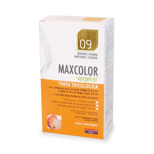 Maxcolor Vegetal Tinta 09 Biondo Chiaro Naturale Cenere 140ml