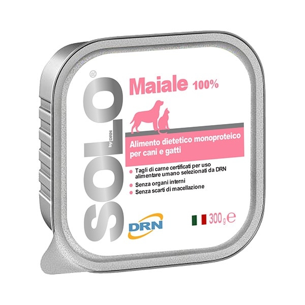 Drn Solo Maiale Alimento Dietetico Monoproteico Umido Cani/Gatti 300g