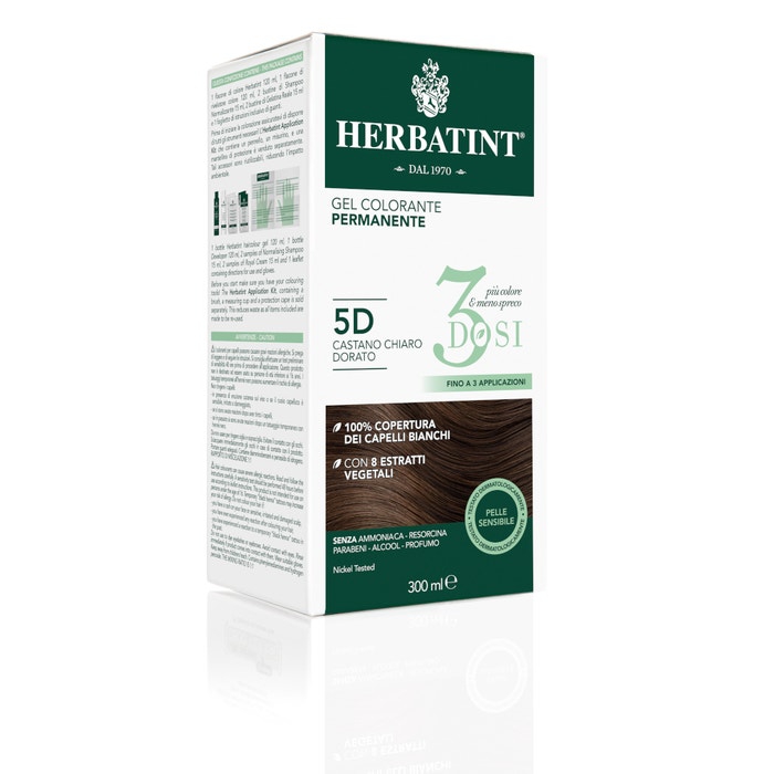 Herbatint Tintura Capelli Gel Permanente 3Dosi 5D Castano Chiaro Dorato 300 ml