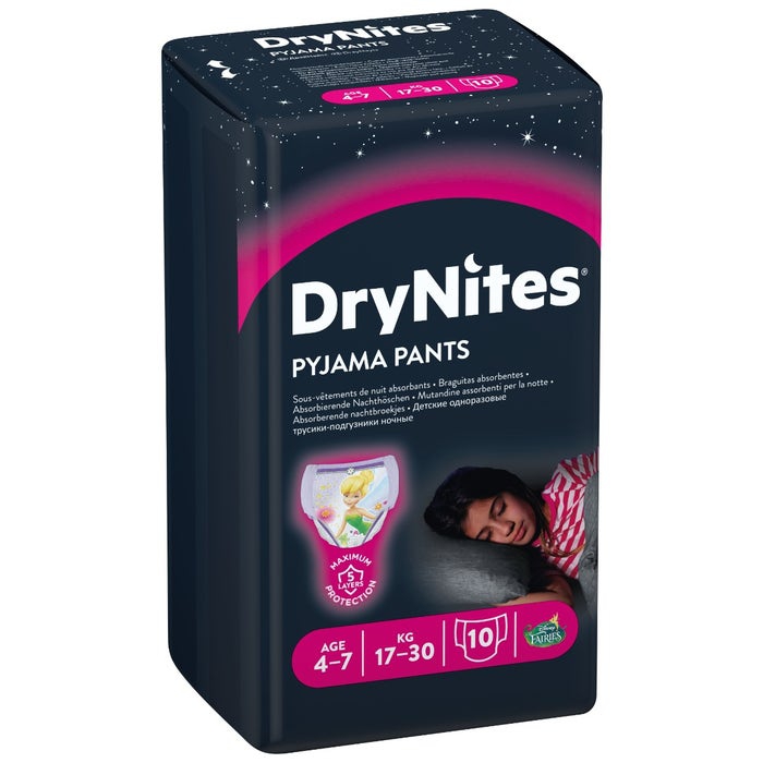 Huggies Drynites Mutandine Assorbenti Bambina 4-7 Anni 10 Pezzi