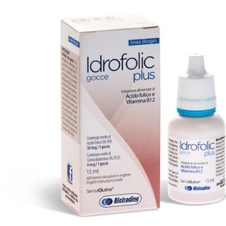 Idrofolic Plus Integratore di Acido Folico e Vitamina B12 Gocce 15 ml