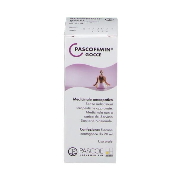 Gocce Pascofemin Pascoe  formulato per il benessere femminile  utile durante il ciclo mestruale  flacone da 20 ml.