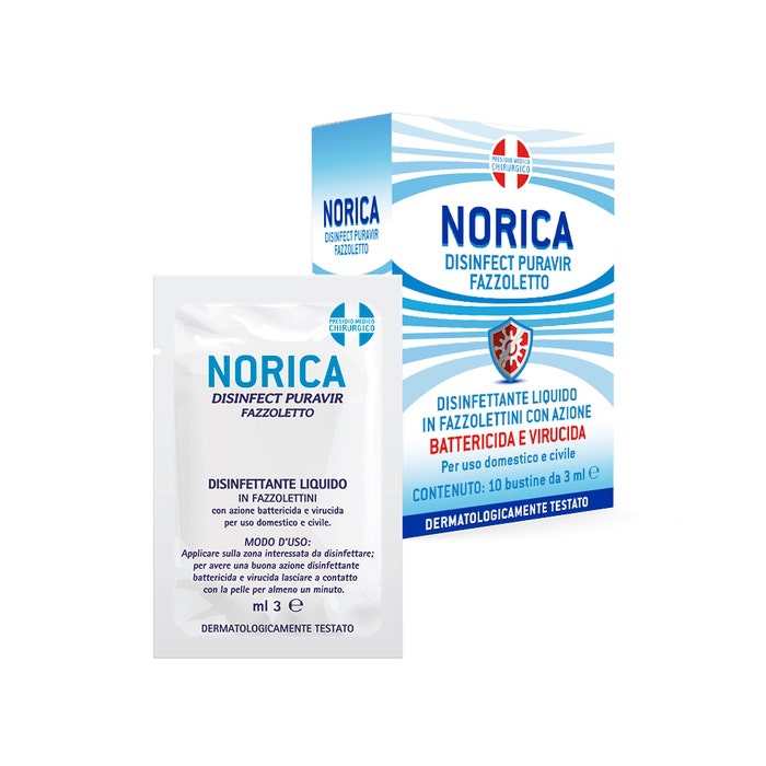 Norica Disinfect Puravir Fazzolettini Disinfettanti Mani 10 Bustine