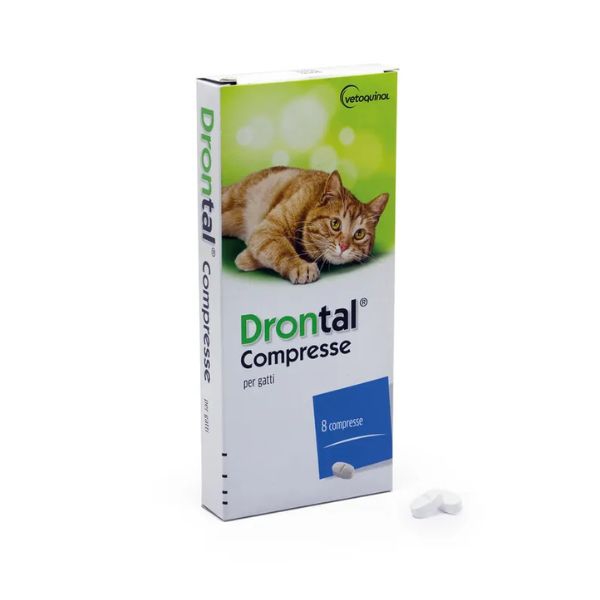  Compresse antiparassitarie per gatti, efficaci contro vermi intestinali, confezione da 8 compresse.