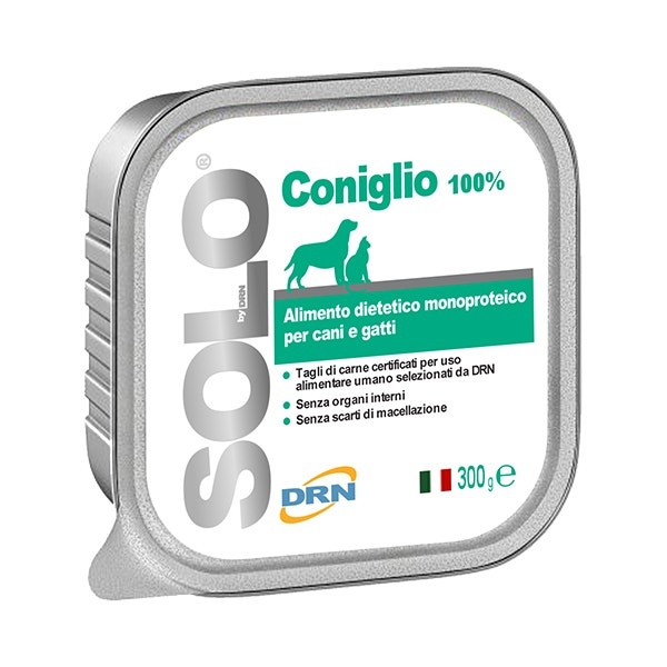 Drn Solo Coniglio Alimento Dietetico Monoproteico Umido Cani/Gatti 300g