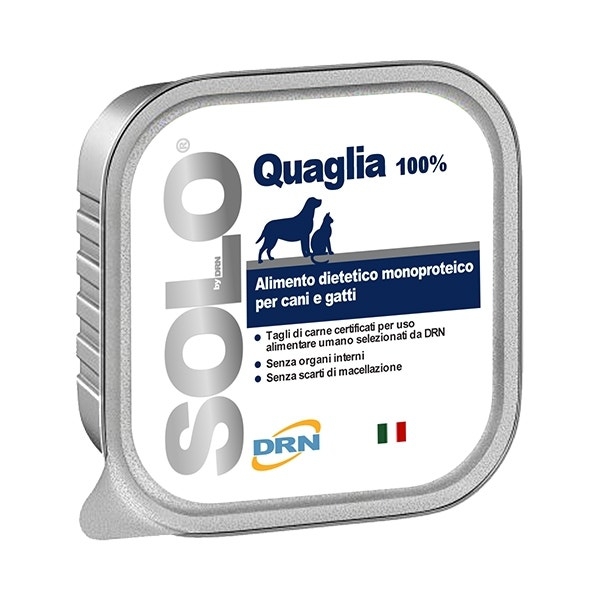 Drn Solo Quaglia Alimento Dietetico Monoproteico Umido Cani/Gatti 300g