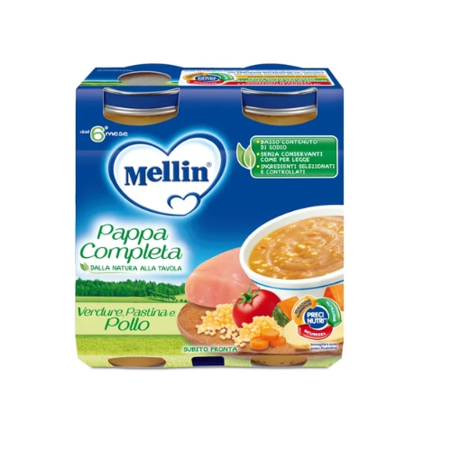 Mellin Pappa Completa Verdura Pastina Pollo 2 x 250 g