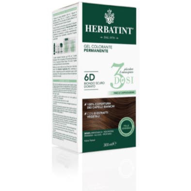 Herbatint Tintura Capelli Gel Permanente 3Dosi 6D Biondo Scuro Dorato 300 ml