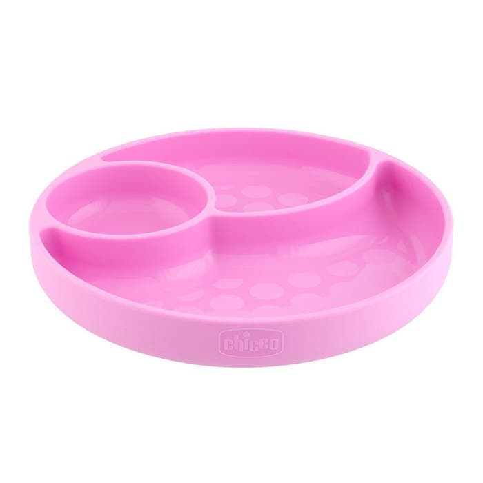 Chicco Piatto Silicone a Scomparti Con Ventosa Rosa 1 Pezzo